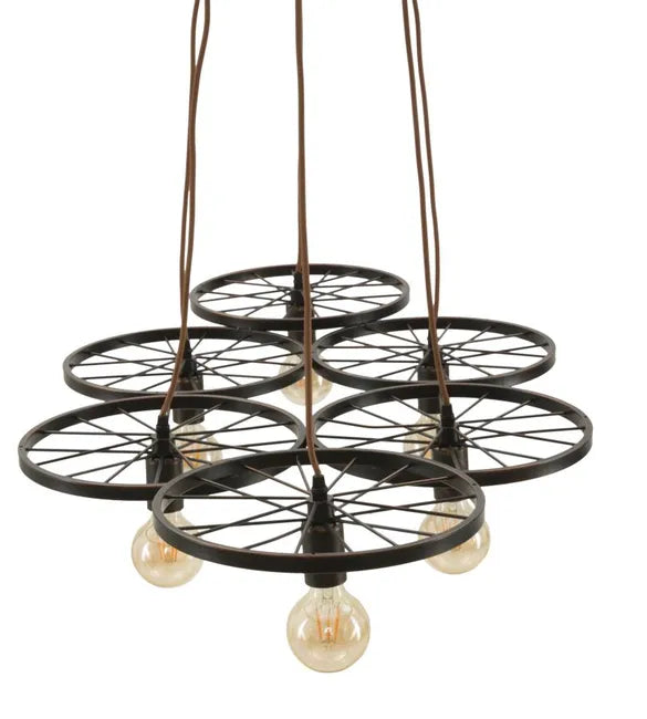 Lampadario industrial con 6 punti luce cm 110x60x6