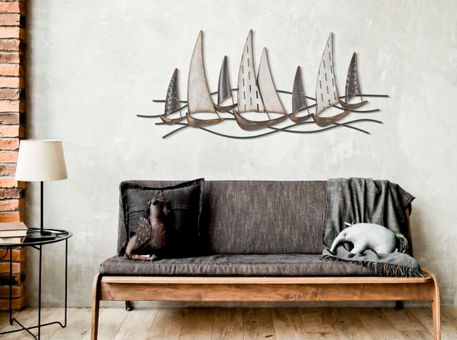 Decorazione in Metallo 3D Barche 5, L100xP3xA44 cm