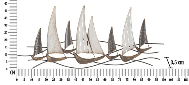 Decorazione in Metallo 3D Barche 5, L100xP3xA44 cm