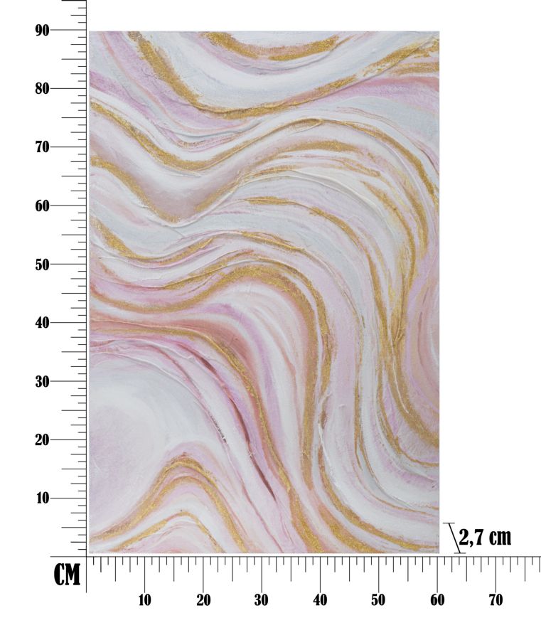 Quadro astratto linee ondulate rosa lungo verticale o orizzontale 60x90 90x60