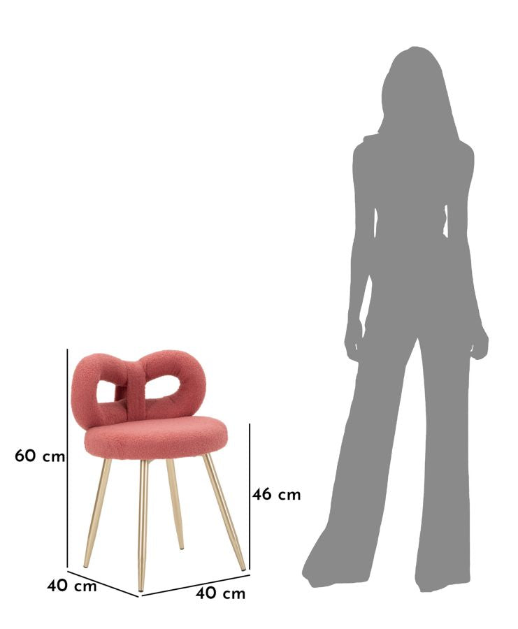 Sedia Mini Ilary Rosa in Velluto e Metallo H 67 cm
