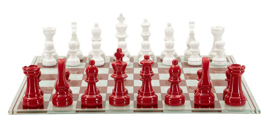 SET SCACCHIERA ROSSA/BIANCA CM 61X61X14