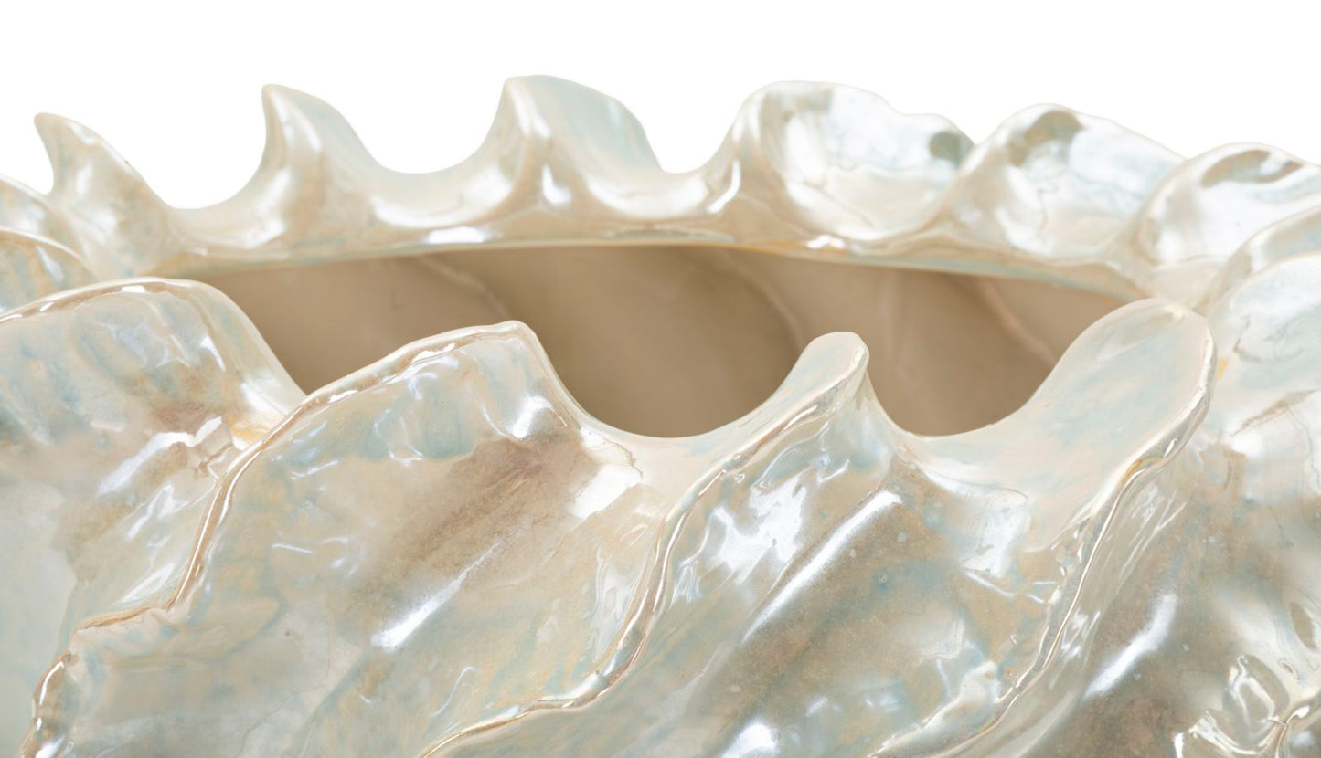 Cachepot Perly Ø43x16 cm – Portavaso Decorativo con Finitura Effetto Perla Opaca