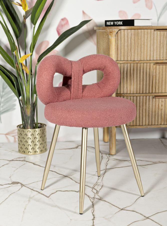 Sedia Mini Ilary Rosa in Velluto e Metallo H 67 cm