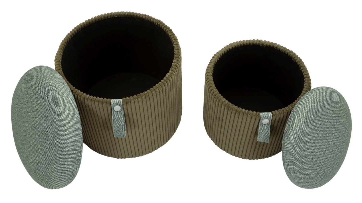 PUFF C/CONTENITORE BOLZANO VERDE SET 2 PZ CM Ø 38X38-32X28