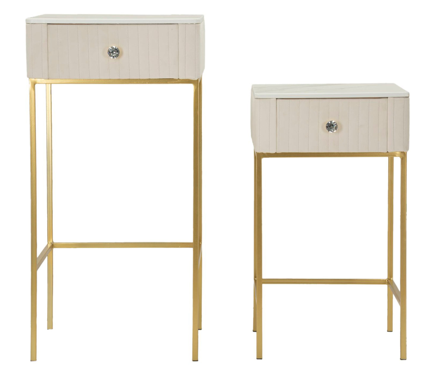 TAVOLINETTI ALTI WEDDING QUADRATI SET 2 PZ CM Ø 45X90-40X70