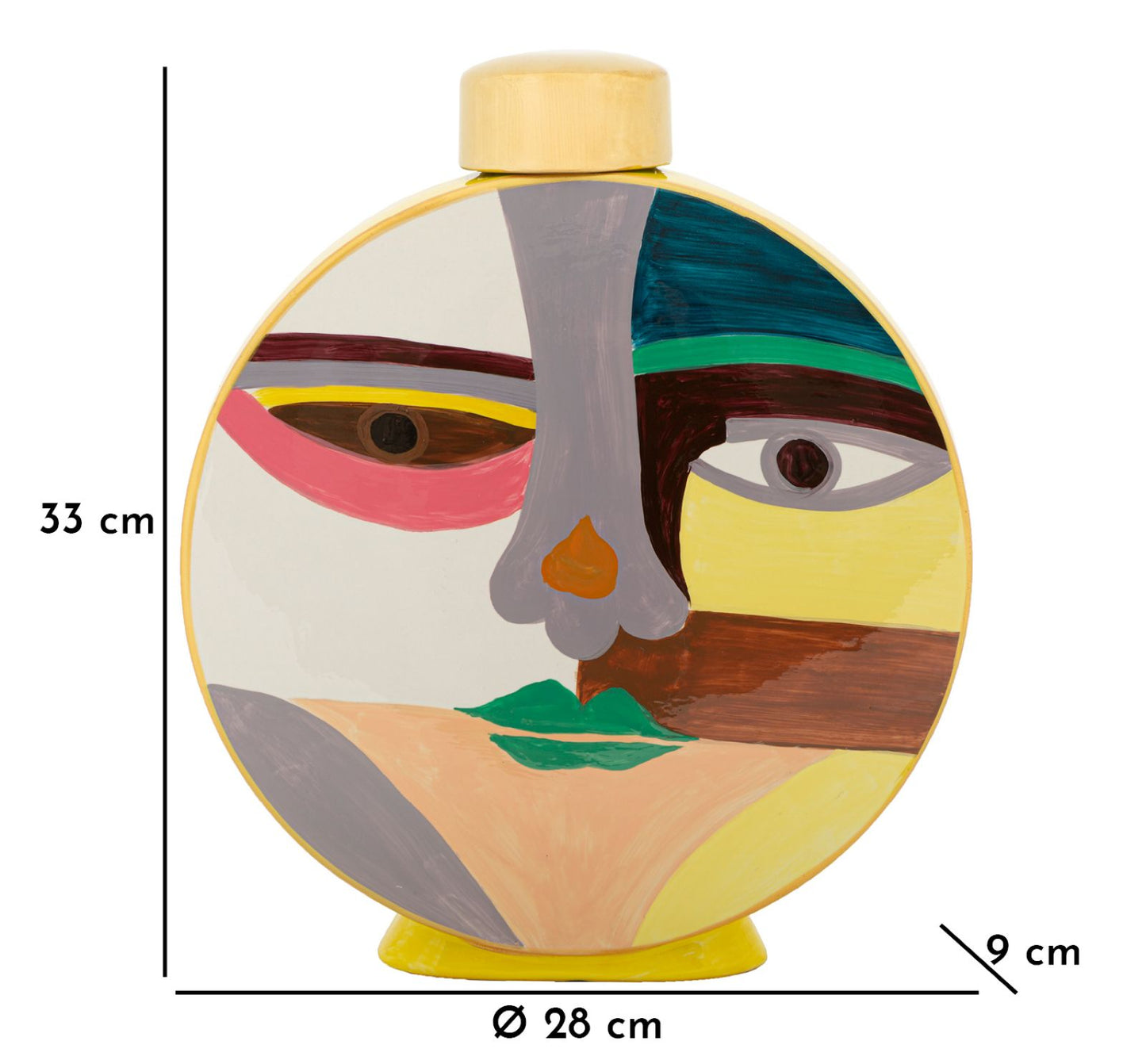 Vaso Piccassy Round in Ceramica Multicolore H 33 cm