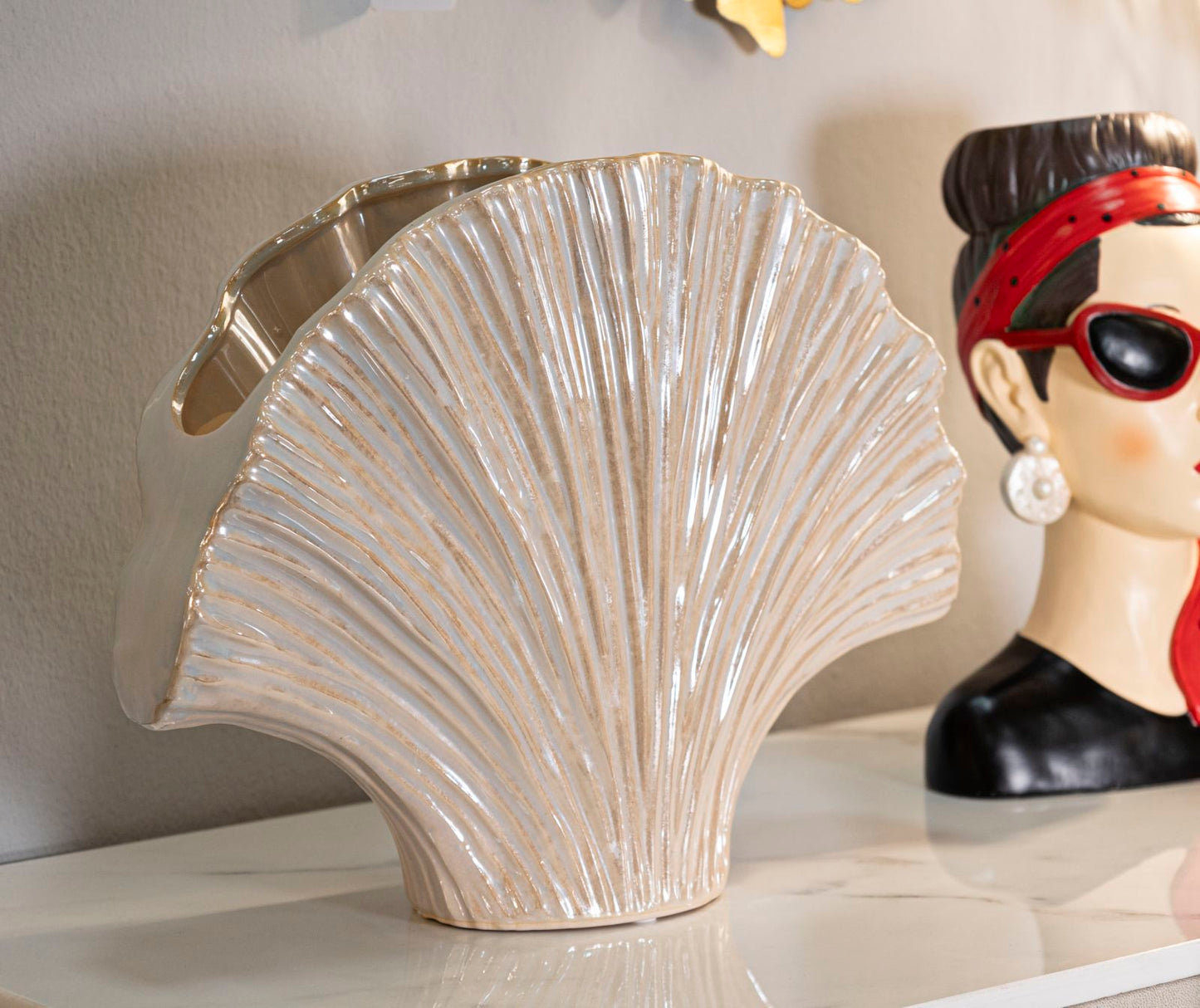 Vaso Perly 35,5x11,5x27 cm – Vaso Rettangolare Decorativo con Finitura Effetto Perla