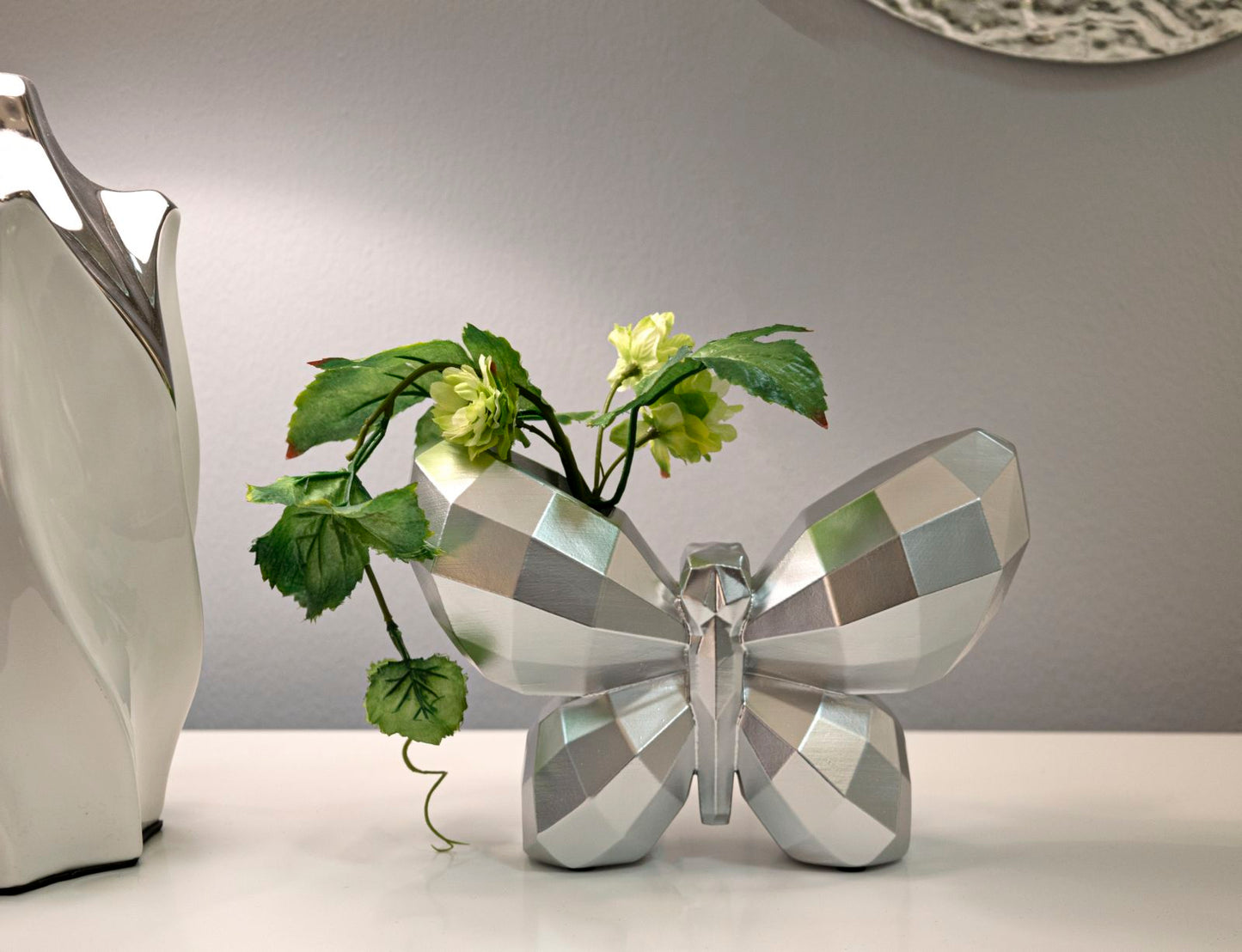 VASO BUTTERFLY SILVER CM 22,5X8X15