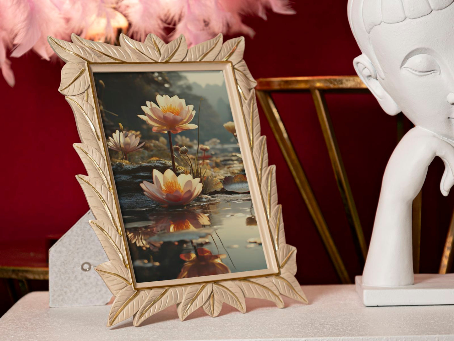 Cornice Leaffy 21,2x26,8 cm in Resina – Interno 15x20 cm Oro Satinato