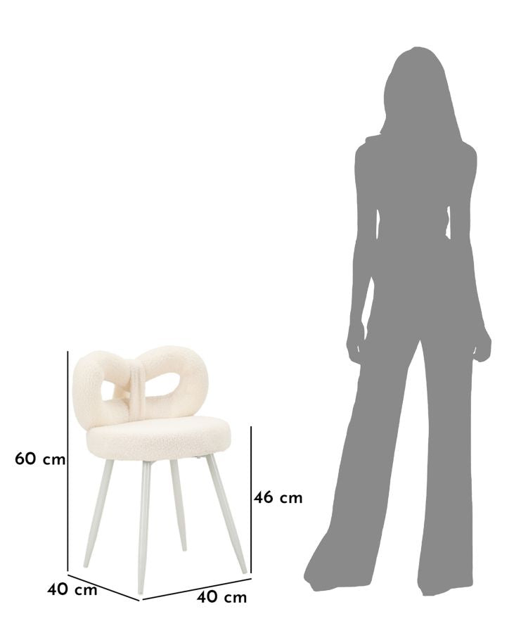 Sedia Mini Ilary Bianca in Velluto e Metallo H 67 cm