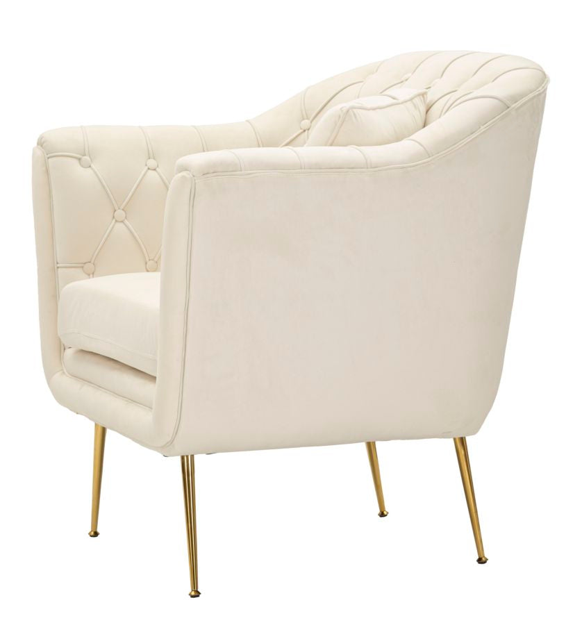 Poltrona Budapest Crema con Cuscino in Tessuto e Metallo H 91 cm