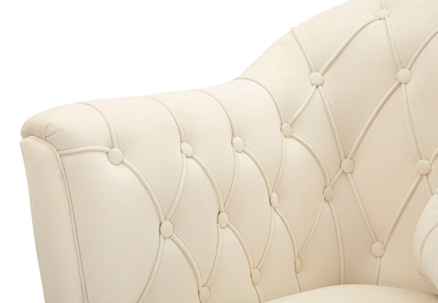 Poltrona Budapest Crema con Cuscino in Tessuto e Metallo H 91 cm