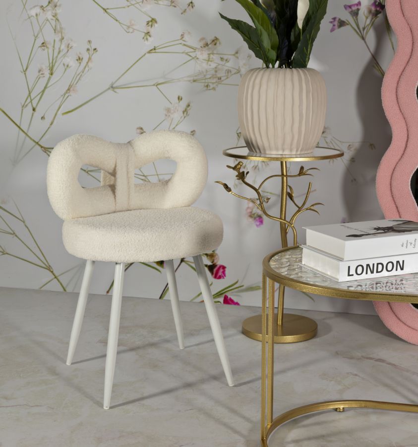 Sedia Mini Ilary Bianca in Velluto e Metallo H 67 cm