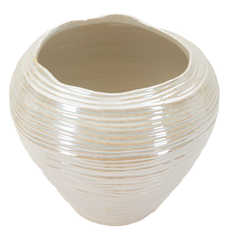 Vaso Perly Round Ø27x24 cm – Vaso Decorativo con Finitura Opaca Effetto Perla
