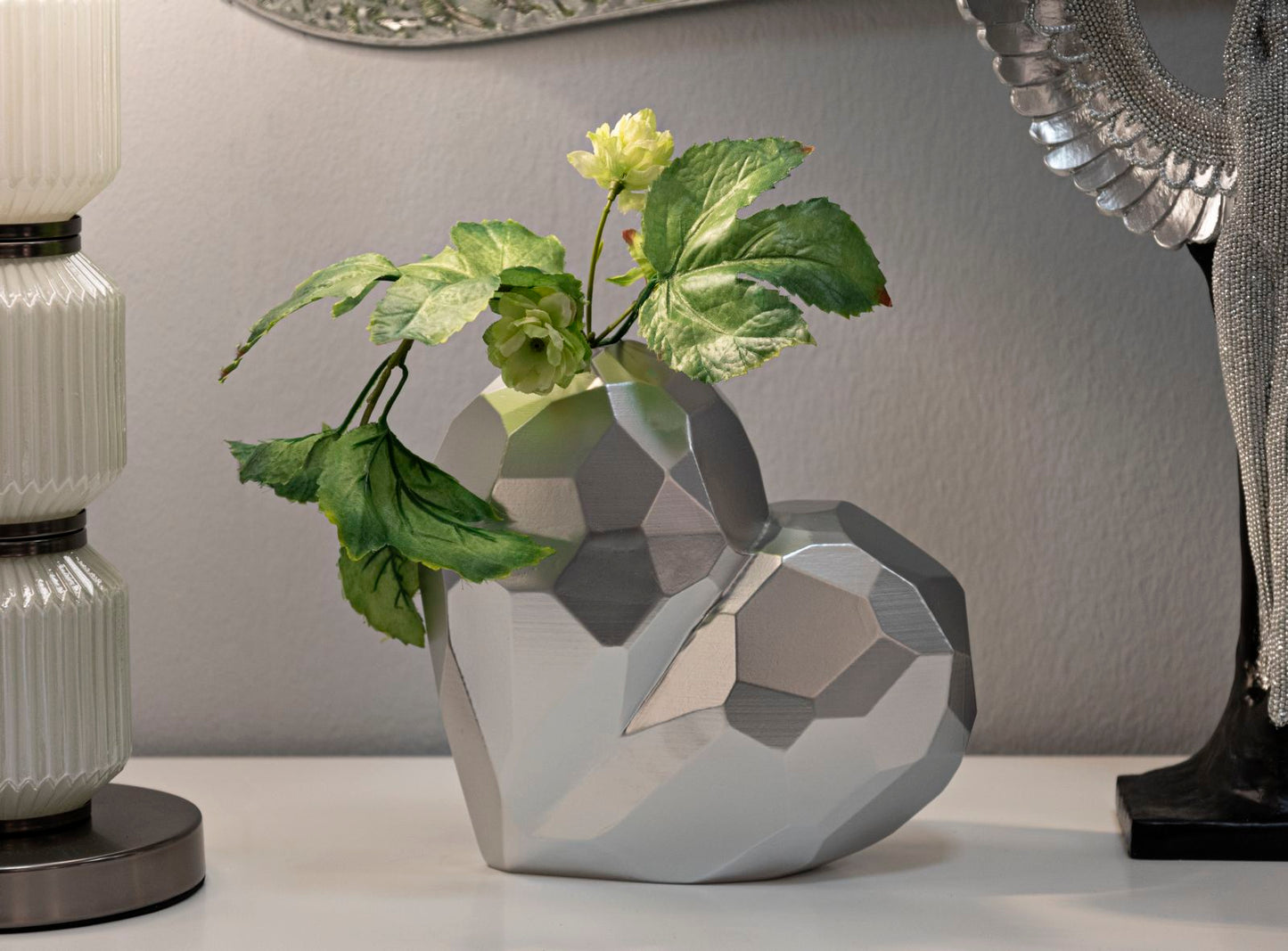 VASO HEART SILVER CM 19X9X18