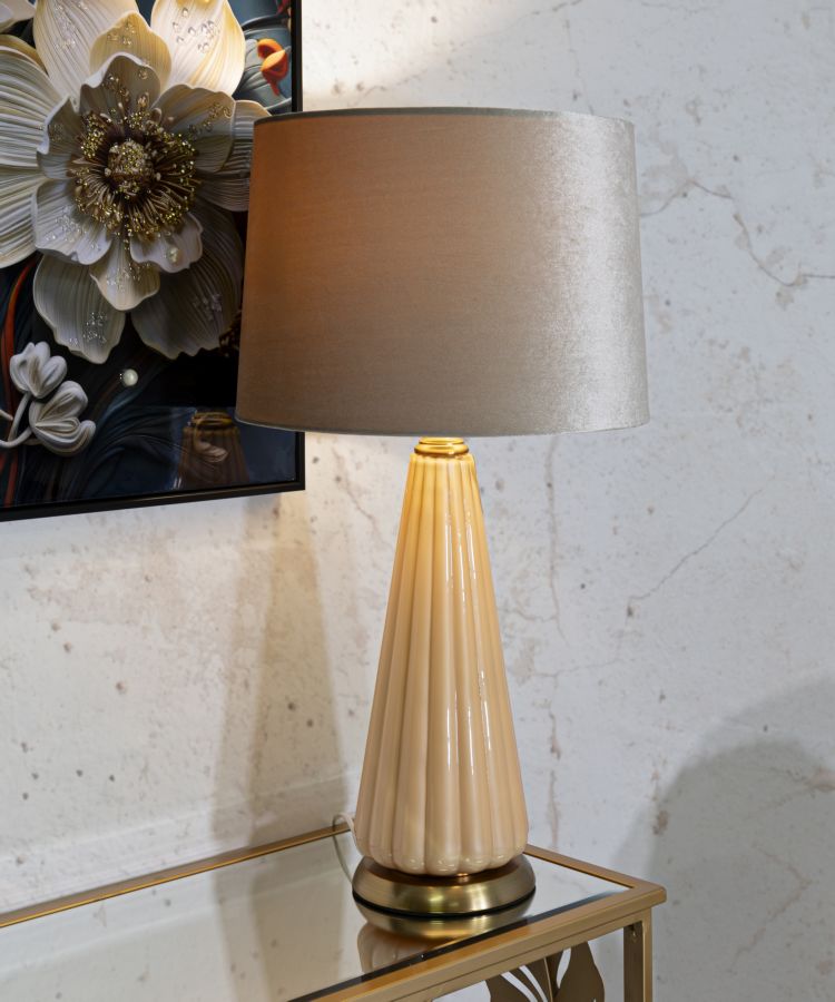 Lampada da tavolo “Perly – A” Ø 36,5 × 68,5 cm – vetro perlato con dettagli dorati