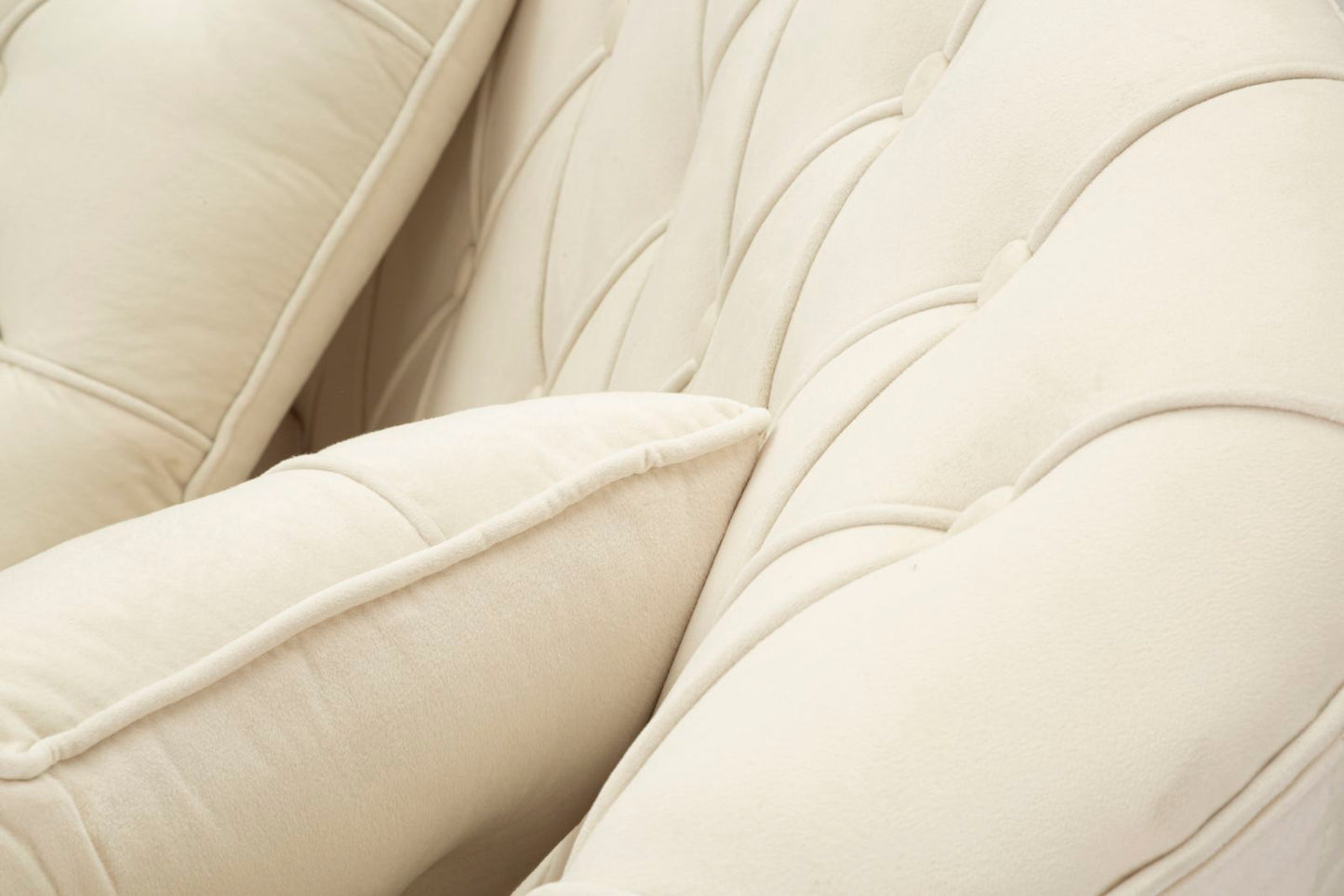 Divanetto Budapest Crema con Cuscini in Tessuto e Metallo L 130 cm