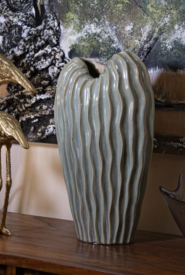 Vaso Venice 27x14x46,5 cm – Vaso Decorativo Alto con Finitura Lucida Effetto Ceramica