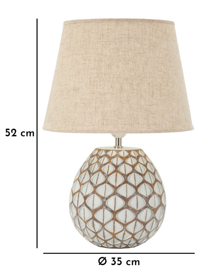 Lampada da Tavolo Tibet in Resina Decorativa Ø35 x H52 cm – Stile Etnico e Originale