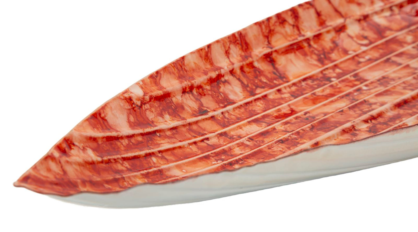 Vassoio Drop Red 50x18 cm - design foglia