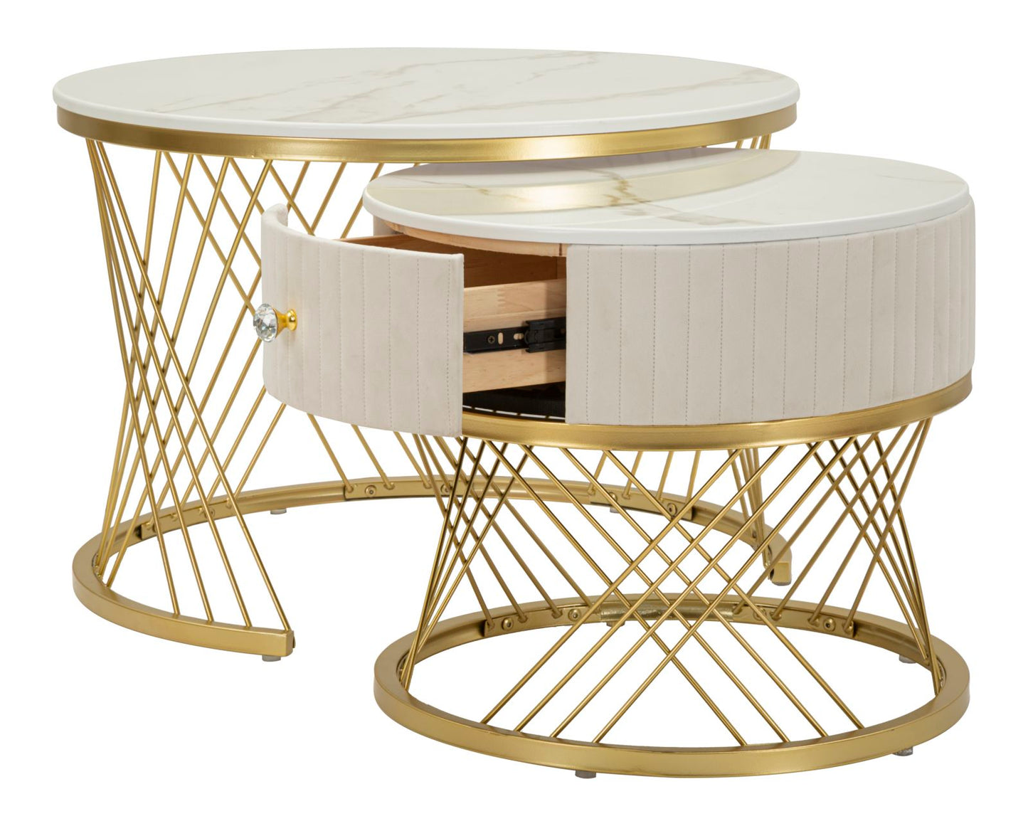 TAVOLI DA CAFFE' VOTIX COPPIA CM Ø 70X48-50X43,5
