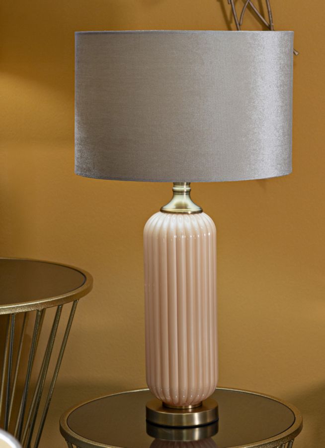 Lampada da tavolo “Perly – C” Ø 35,5 × 64 cm – design raffinato in vetro perlato