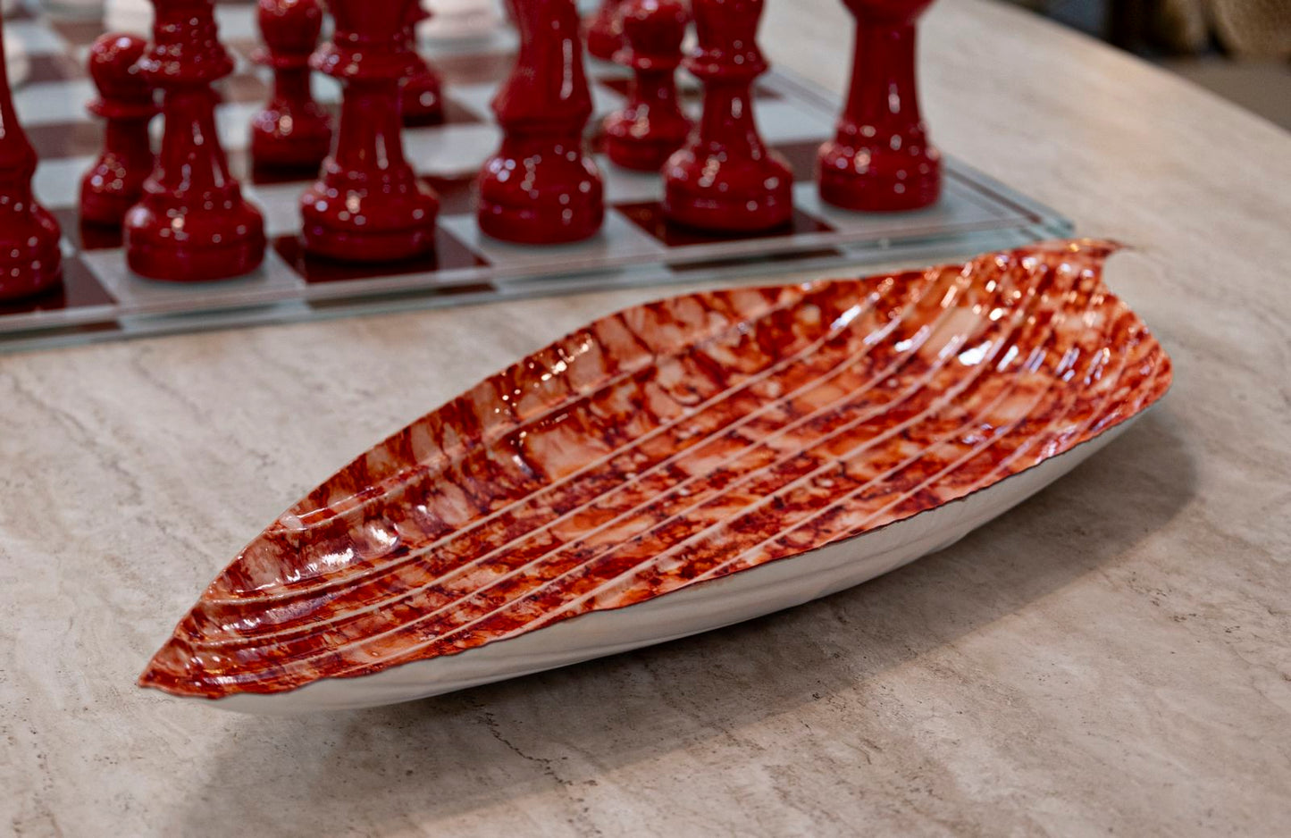 Vassoio Drop Red 50x18 cm - design foglia