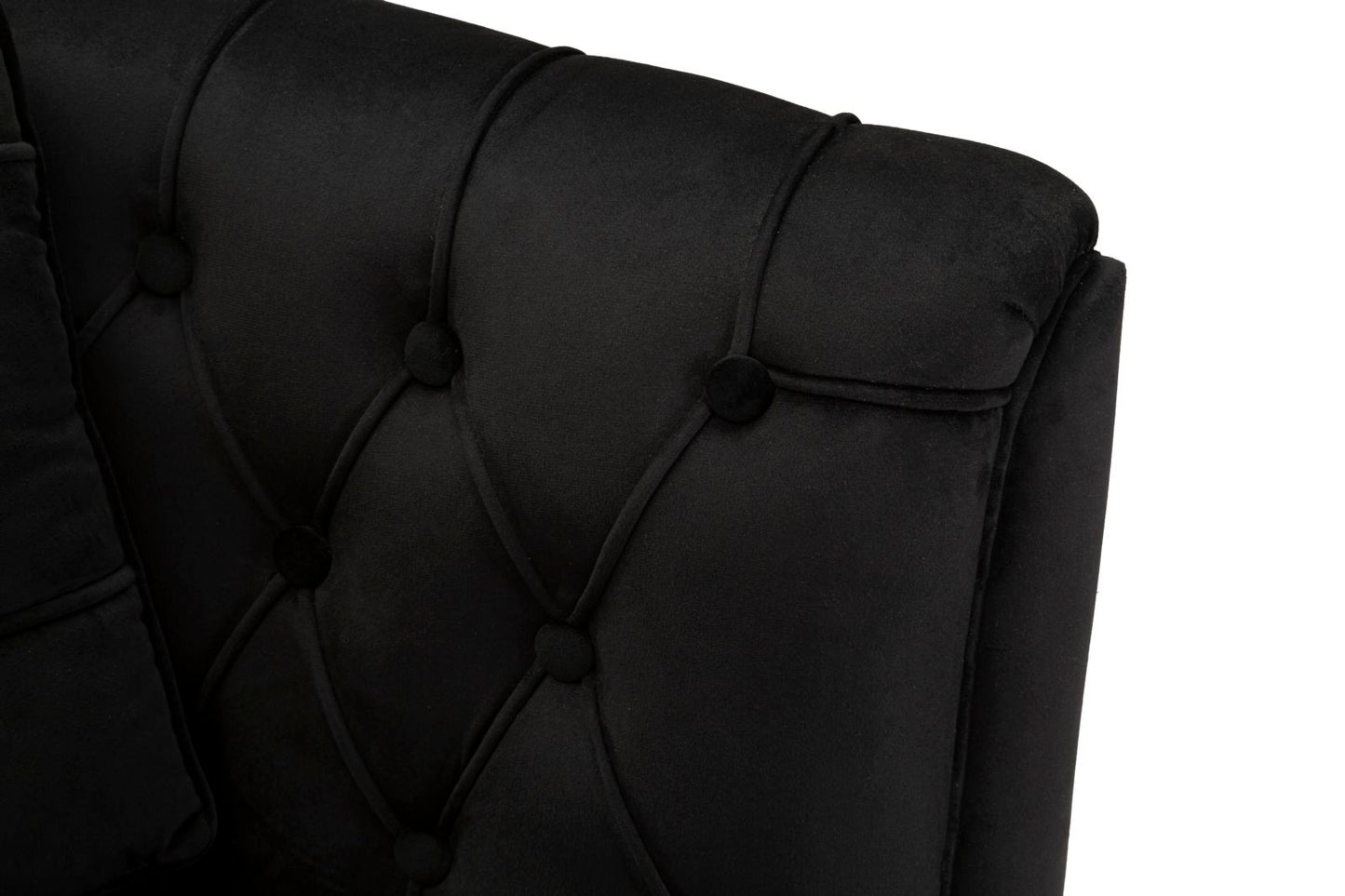 Divanetto Budapest Nero con Cuscini in Tessuto e Metallo L 130 cm