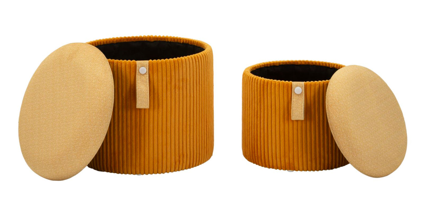PUFF C/CONTENITORE BOLZANO SENAPE SET 2 PZ CM Ø 38X38-32X28 codice 142868000S