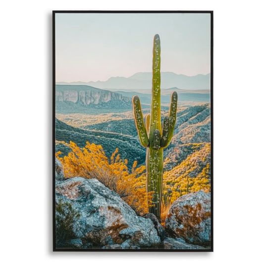 STAMPA SU TELA LACCATA C/CORNICE CACTUS -B- CM 60X4X90